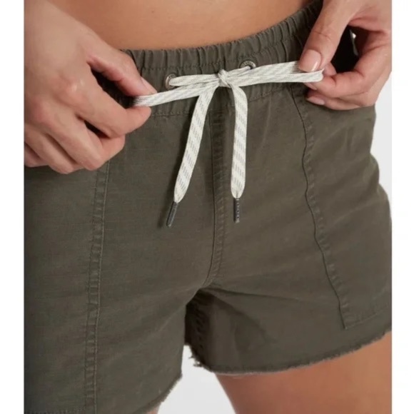 Vuori Women's Vintage Ripstop Shorts with Raw Hemline in Army Green - Picture 8 of 9